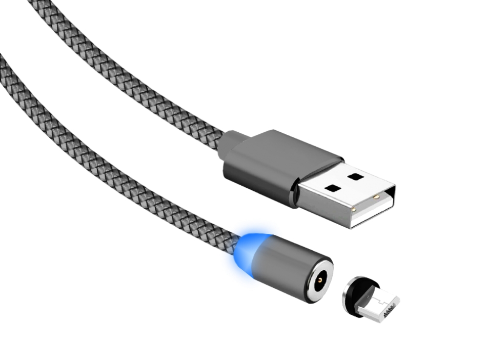 

Кабель Jet.A USB2.0-micro USB 2.0, нейлон, поддержка QUICK CHARGE, 2A, магнитный, 2м, серый (JA-DC26 2m Grey)