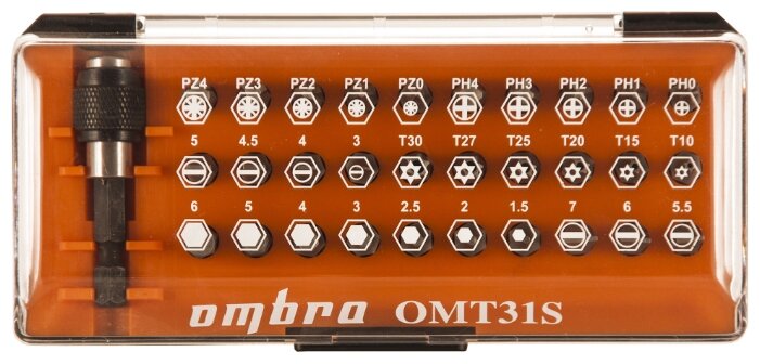 

Набор бит OMBRA OMT31S, предметов в наборе: 31шт., пластиковый кейс (OMT31S), OMT31S
