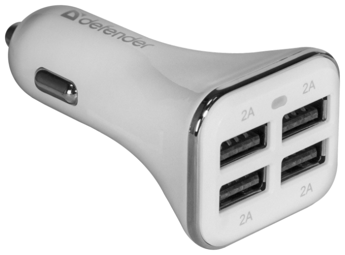 

Автомобильное зарядное устройство Defender UCA-05, 4USB, 8A, белый (83567), UCA-05