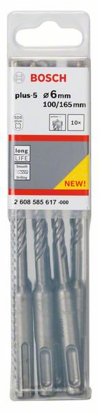 

Бур SDS plus ⌀6мм x 100мм/165мм, 10шт. Bosch SDS plus-5 (2608585617)