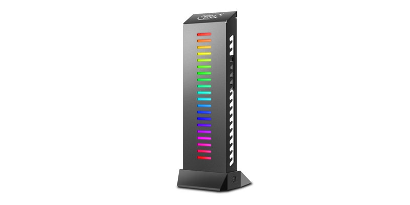 

Держатель для видеокарты Deepcool GH-01 A-RGB, комплект цветового дооснащения корпуса, RGB, подключение 3pin (+5V-D-G), черный, GH-01 A-RGB