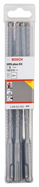 

Бур SDS plus ⌀6мм x 150мм/210мм, 10шт. Bosch SDS plus-5X (2608833893)