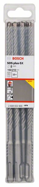 

Бур SDS plus ⌀8мм x 150мм/210мм, 10шт. Bosch SDS plus-5X (2608833900)
