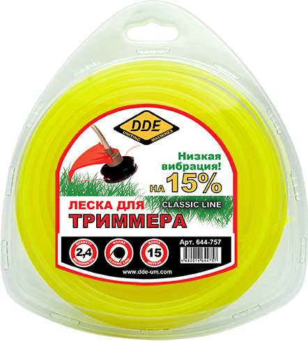 

Леска триммерная DDE Classic line, круг 2.4ммx15м (644-757), Classic line