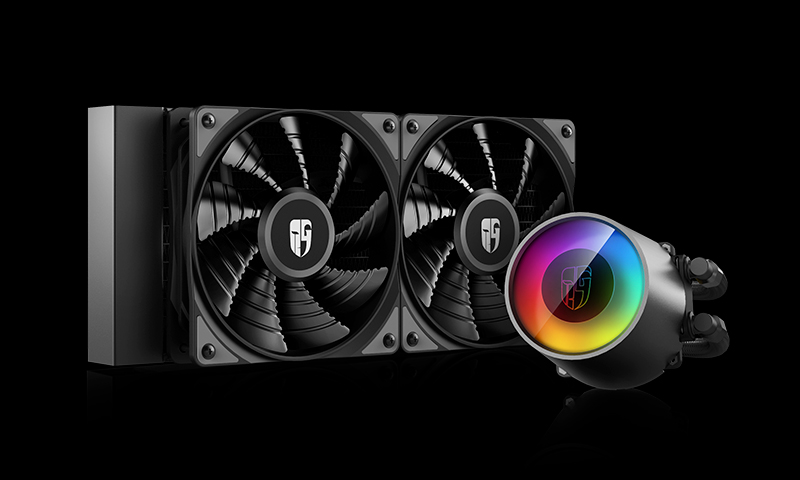 

Жидкостное охлаждение Deepcool Castle 240 V2 для Socket 115x/2066/2011/2011-3/1356/1366/AM4/AM3/AM3+/FM1/AM2+/FM2/FM2+, 2x120мм, RGB LED (DP-GS-H12AR-CS240V2), Castle 240 V2