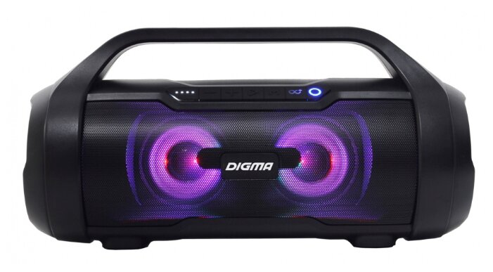 

Портативная акустика Digma S-34, 25 Вт, FM, USB, microSD, Bluetooth, подсветка, черный (SP3425B), S-34