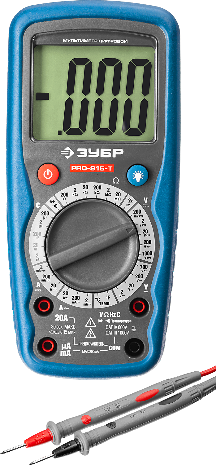 

Мультиметр ЗУБР PROFESSIONAL PRO-815-T, Категория III (59815-T), PRO-815-T