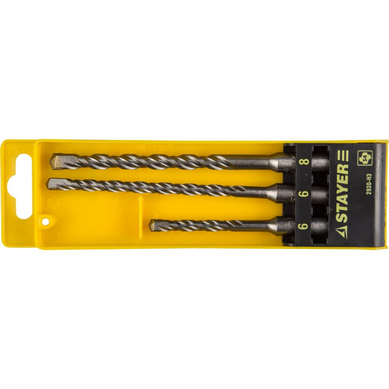

Набор буров SDS plus, 6 x 110, 6 x 160, 8 x 160, 3шт. STAYER Professional (2930-H3)