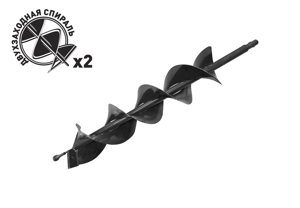 Шнек для мотобура Carver GDB-100/2, двухзаходный для грунта
