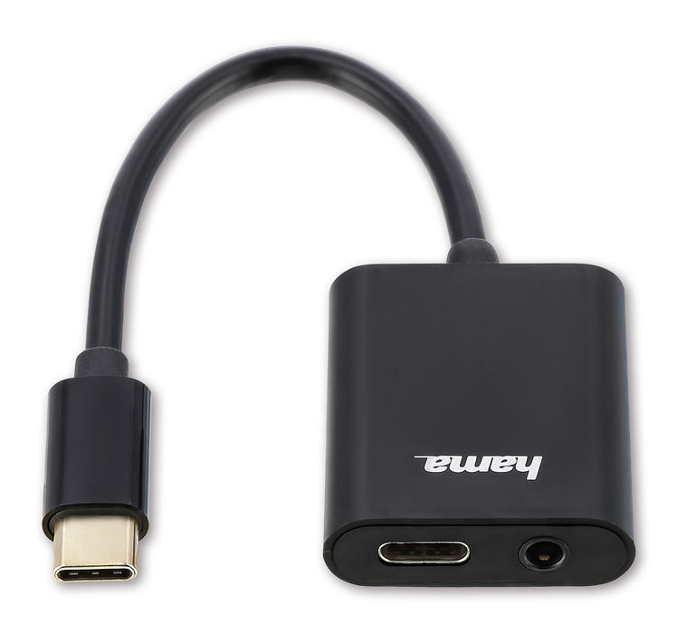 

Концентратор Hama 00135748, 1xUSB 2.0, 1xUSB-C, черный + Audio Out, Mic (1218249), 00135748