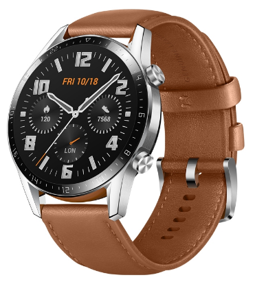 

Смарт-часы Huawei Watch GT 2 Classic 46 mm, 1.39" AMOLED, серебристый/коричневый (55024334), Watch GT 2 Classic 46 mm