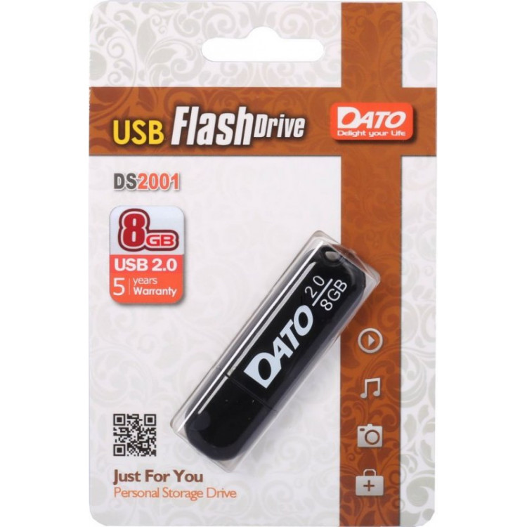 Флешка 8Gb USB 2.0 Dato DS2001, черный (DS2001-08G)
