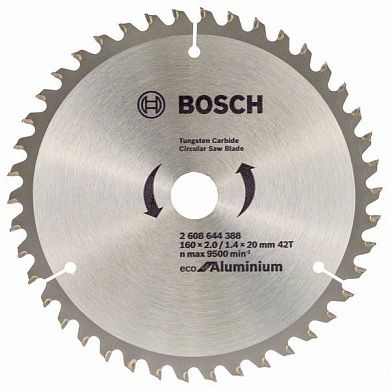 

Пильный диск BOSCH Eco Aluminium, ⌀16 см x 2 см по алюминию, чистый рез, 42T, 1 шт. (2608644388)