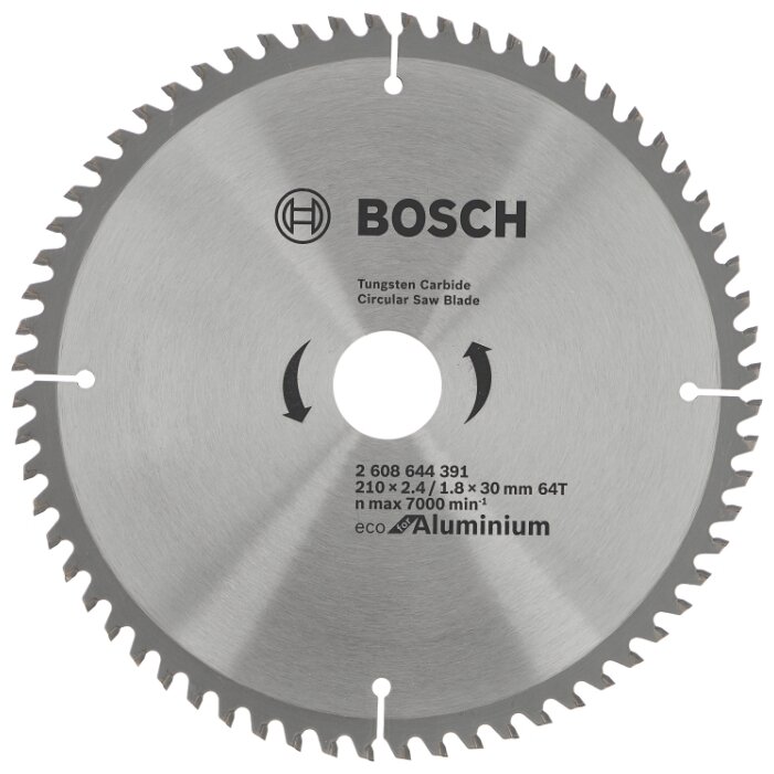 

Пильный диск BOSCH Eco Aluminium, ⌀21 см x 3 см по алюминию, чистый рез, 64T, 1 шт. (2608644391)