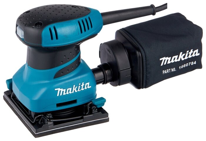 

Вибрационная шлифмашина Makita BO4556, сетевая, 200 Вт, 14000 кол/мин, лента 11.4 см x 10.2 см, пылесборник, 1.1 кг, BO4556