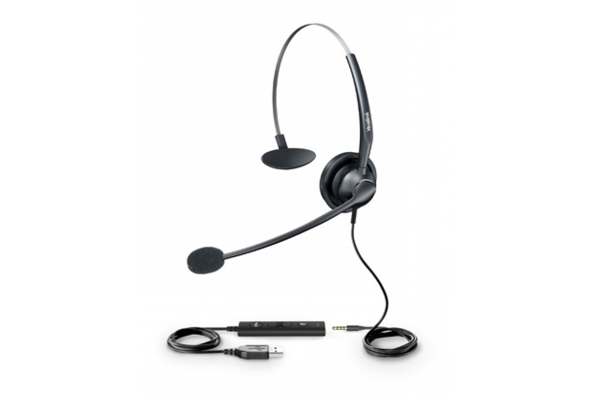 

Гарнитура Yealink UH33, моно, USB/Jack 3.5mm, 1.2м, черный для IP-телефоны Yealink, UH33