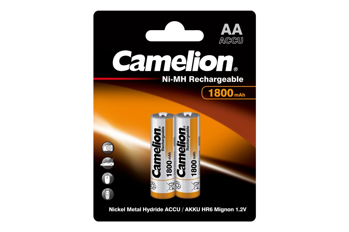 

Аккумулятор Camelion NH-AA1800BP2, AA, 1.2V 1.8 А·ч, 2 шт, NH-AA1800BP2