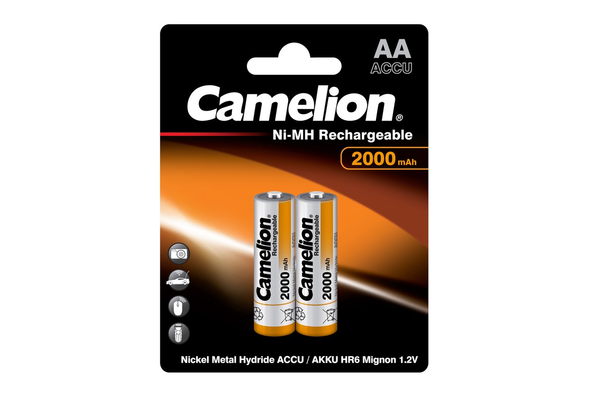 

Аккумулятор Camelion NH-AA2000BP2, AA, 1.2V 2000mAh, 2шт, NH-AA2000BP2