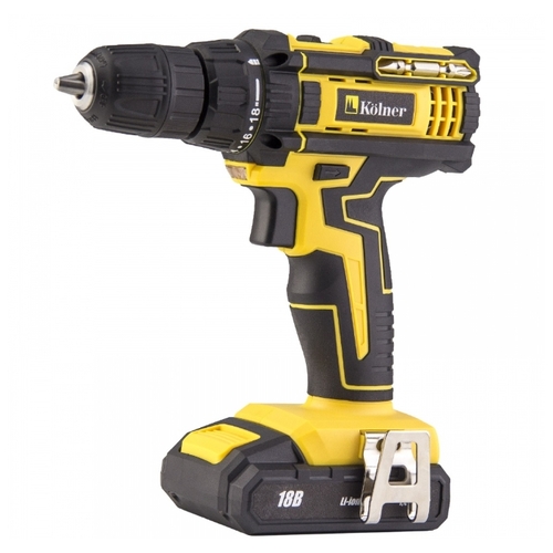 

Дрель-шуруповерт Kolner KCD 18/2-2L, аккумуляторный, 29 Н·м, 1450 об/мин, 18V, 1.5 А·ч, Li-Ion, два акб, быстрозажимной патрон, 1.3кг (кн18-2-2л), KCD 18/2-2L