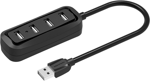 Концентратор Vention VAS-J43-B100, 4xUSB 2.0, черный