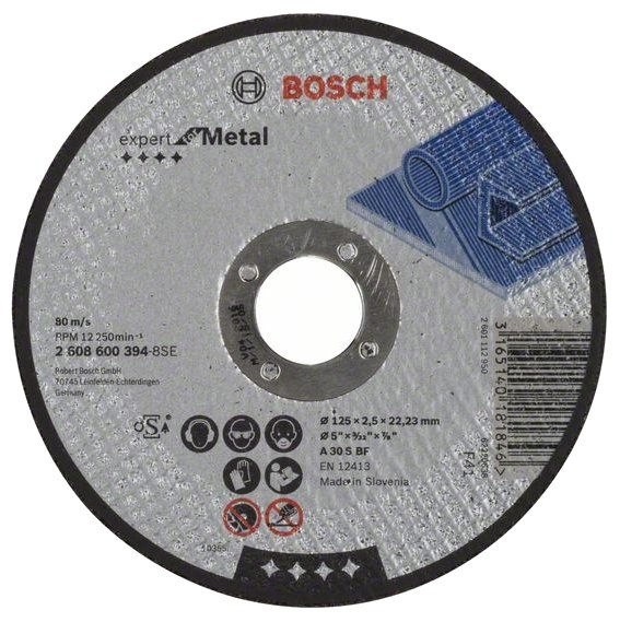 

Диск отрезной BOSCH Expert for Metal ⌀125ммx2.5мм x 22.2мм, прямой, по металлу, 1шт. (2608600394), Expert for Metal