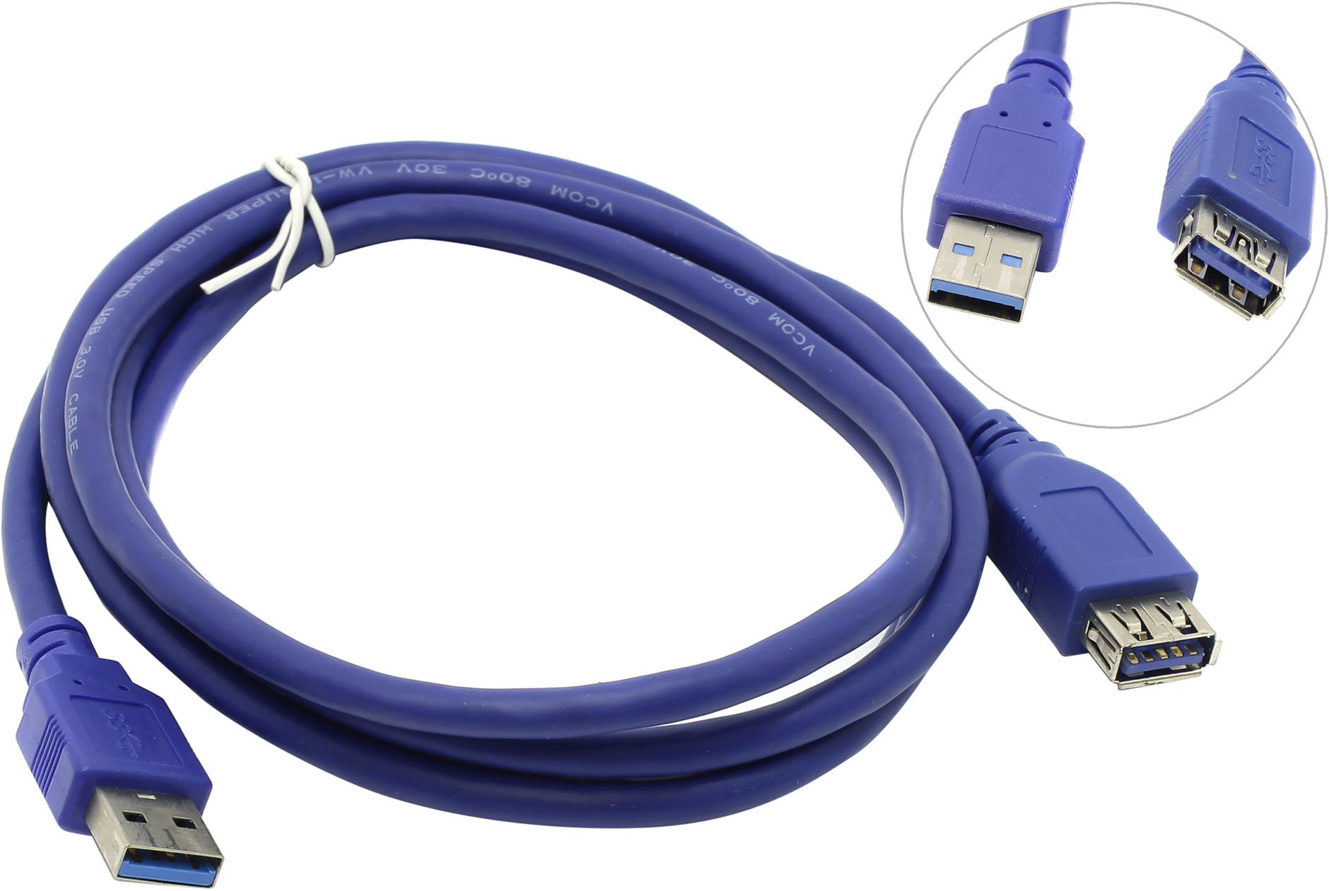 

Кабель-удлинитель USB(Am)-USB(Af), 1.8 м, синий, VCOM (VUS7065-1.8M)