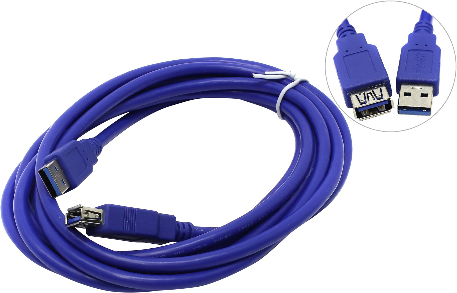 

Кабель-удлинитель USB(Am)-USB(Af), 3 м, синий, VCOM (VUS7065-3M)