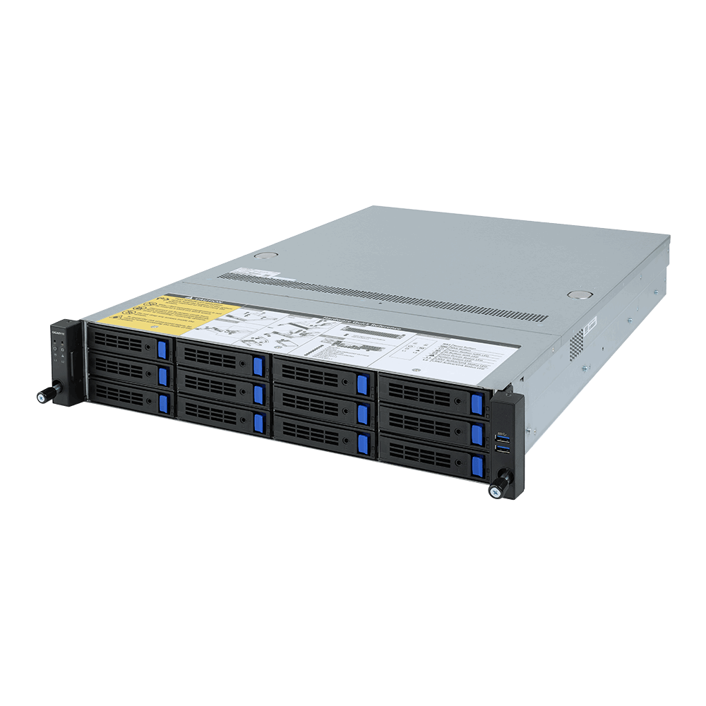Серверная платформа Gigabyte R282-Z90, 2xSocket SP3, 32xDDR4, 12x2.5/3.5 HDD HS, Redundant 2x1200 Вт 2U (6NR282Z90MR-00-A00)