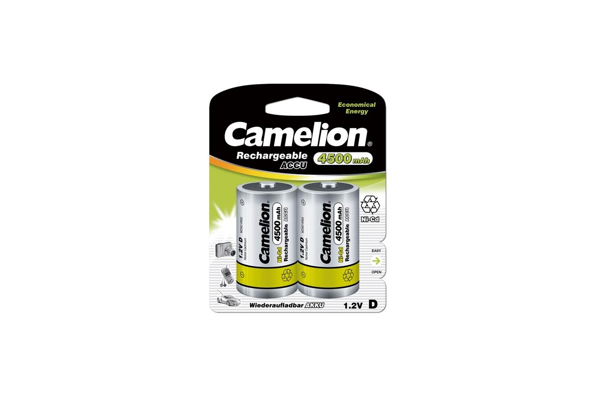 

Аккумулятор Camelion NC-D4500BP2, HR20, 1.2V 4500mAh, 2шт, NC-D4500BP2