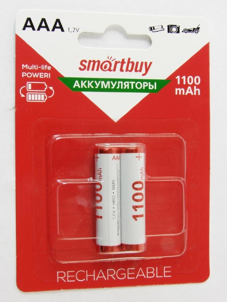 

Аккумулятор Smartbuy SBBR-3A02BL1100, AAA, 1.2V 1.1 А·ч, 2 шт, SBBR-3A02BL1100