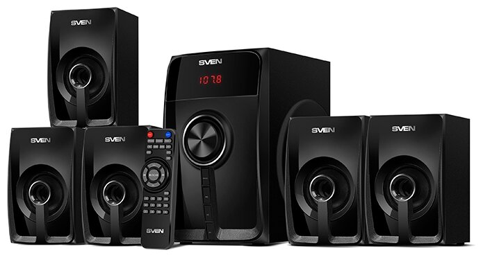 Акустика 5.1 SVEN HT-202, 100 Вт, FM, USB, SD, Bluetooth, черный (SV-018177)