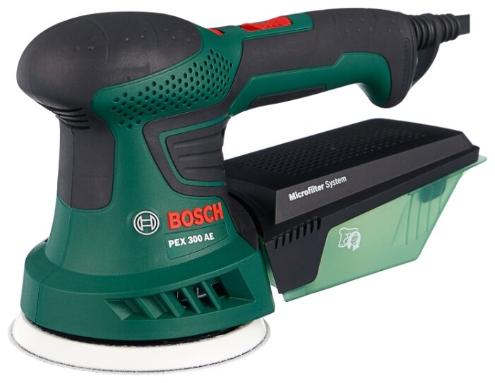 

Эксцентриковая шлифовальная машина BOSCH PEX 300 AE, сетевая, 270Вт, 125мм, 12000 об/мин, 24000кол/мин, кейс, пылесборник, 1.5кг (06033A3020), PEX 300 AE