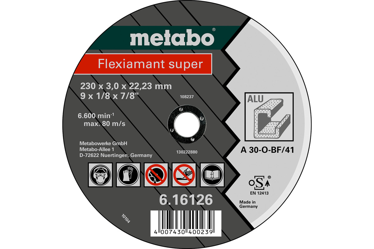 

Диск отрезной Metabo 616752000 ⌀125ммx2.5мм x 22.2мм, прямой, по алюминию, 1шт, 616752000