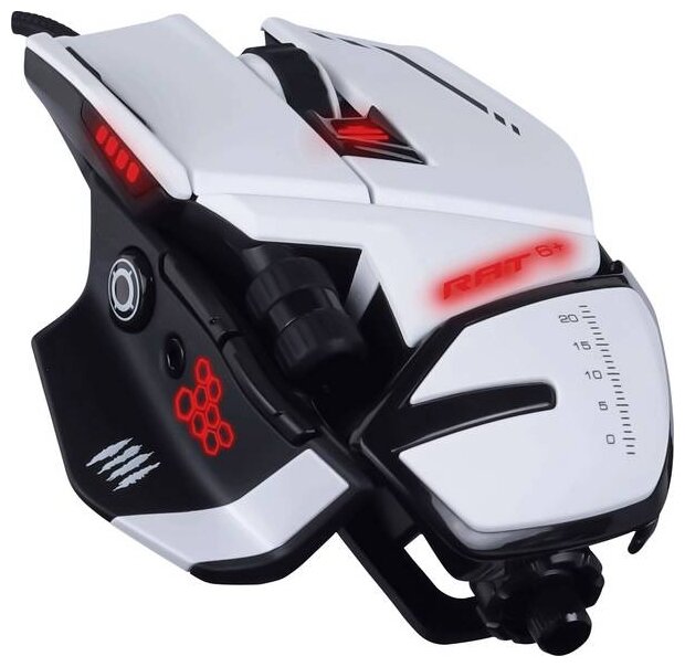 Мышь проводная Mad Catz RAT 6 12000dpi оптическая светодиодная USB белый MR04DCINWH000-0 8100₽