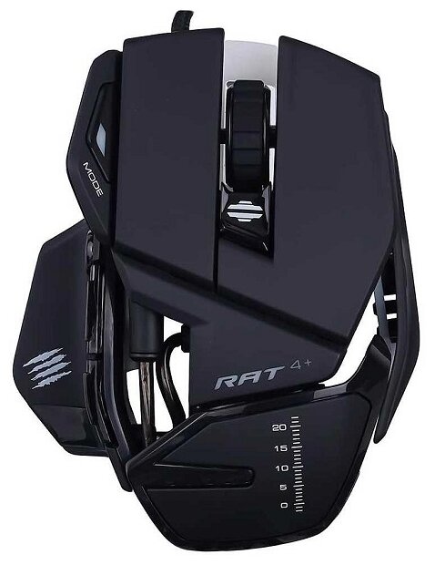

Мышь проводная Mad Catz R.A.T. 4+, 7200dpi, оптическая светодиодная, USB, черный (MR03MCINBL000-0), R.A.T. 4+