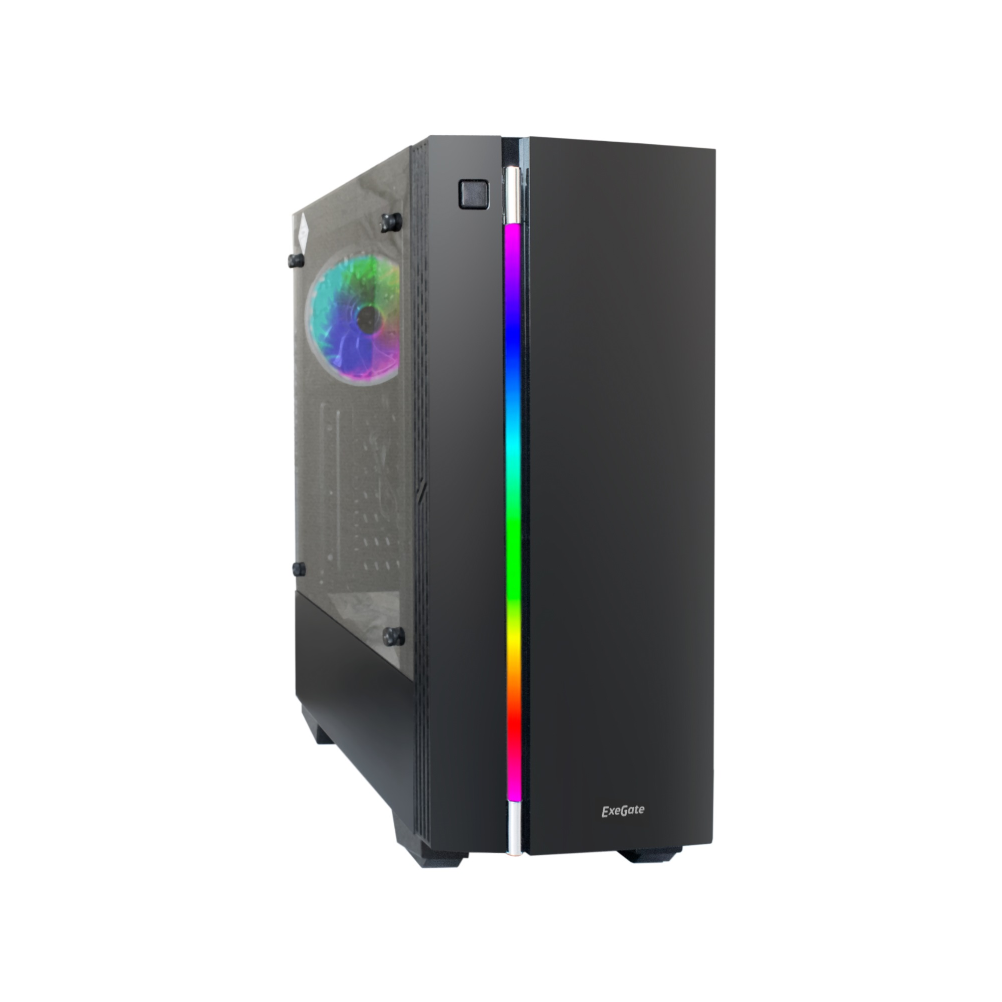 Корпус ExeGate EVO-9201, ATX, Midi-Tower, USB 3.0, RGB подсветка, черный, 500 Вт (EX283744RUS)