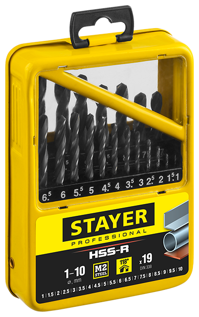 

Набор сверл, по металлу, STAYER Professional, 19 шт. (29602-H19-M)