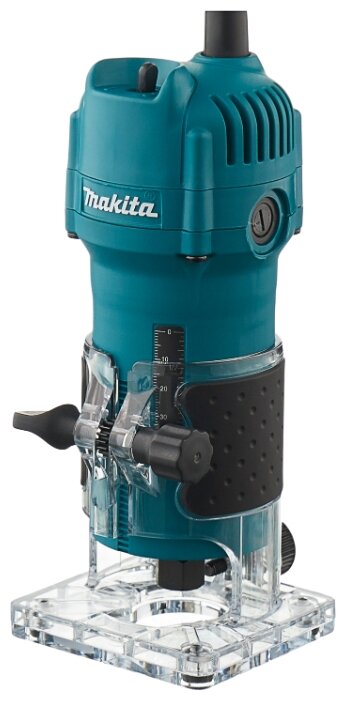 Фрезер кромочный триммер Makita 3709 сетевой 530Вт скорость вращения - 30000 обмин глубина фрезерования 40мм размер цанги 6мм 15кг 7125₽