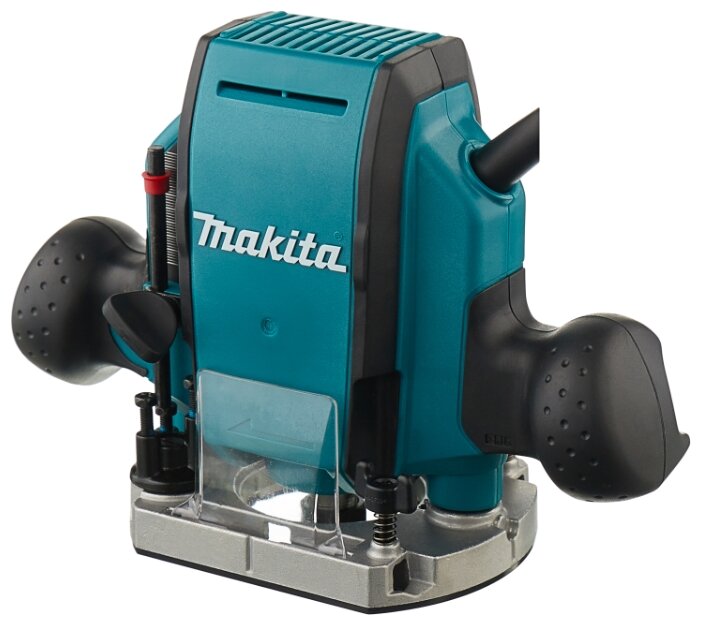 Фрезер вертикальный Makita RP0900, сетевой, 900 Вт, скорость вращения - 27000 об/мин, глубина фрезерования 3.5 см, размер цанги 8, регулировка скорости вращения, 2.7 кг