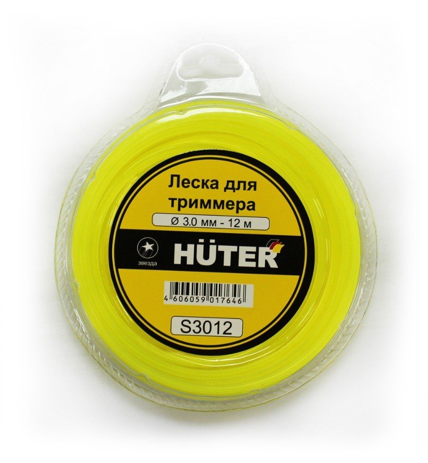 Леска триммерная HUTER S3012, звезда 3 мм x 12 м