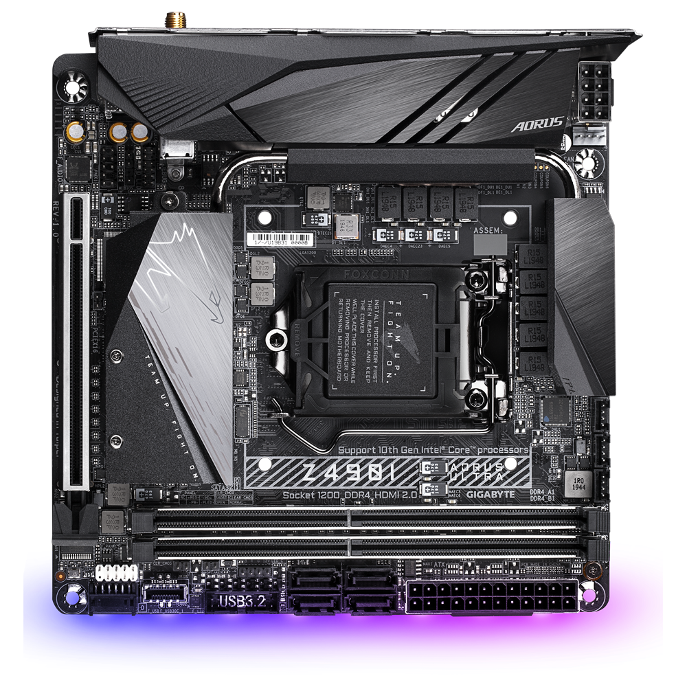 

Материнская плата GIGABYTE Z490I AORUS ULTRA, Socket1200, Intel Z490, 2xDDR4, PCI-Ex16, 4SATA3, 7.1-ch, 2.5GLAN, 7USB 3.2, 2USB Type-C, HDMI, DisplayPort, mini-ITX, Retail, Z490I AORUS ULTRA