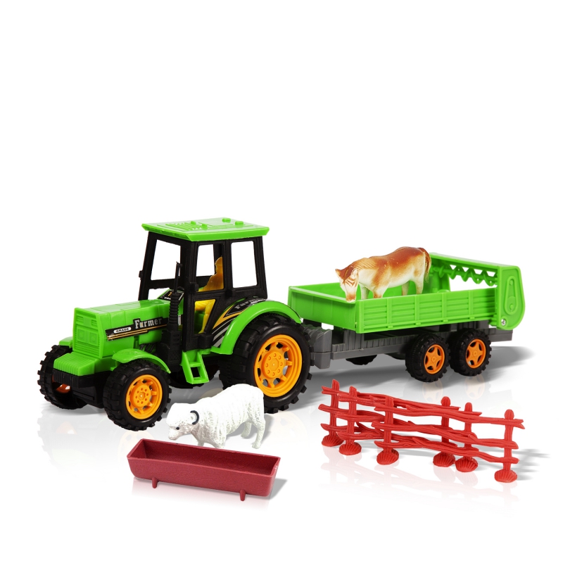 Спецтехника Handers "Трактор с прицепом: Животные на ферме", 31.5 см, зеленый