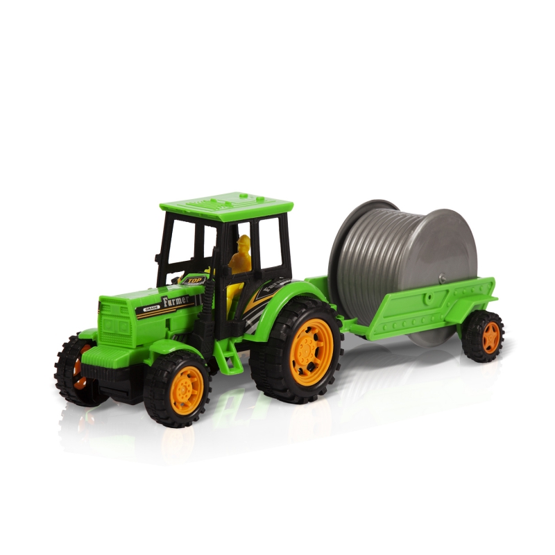 Спецтехника Handers "Трактор с прицепом: Укладка кабеля", 25 см, зеленый