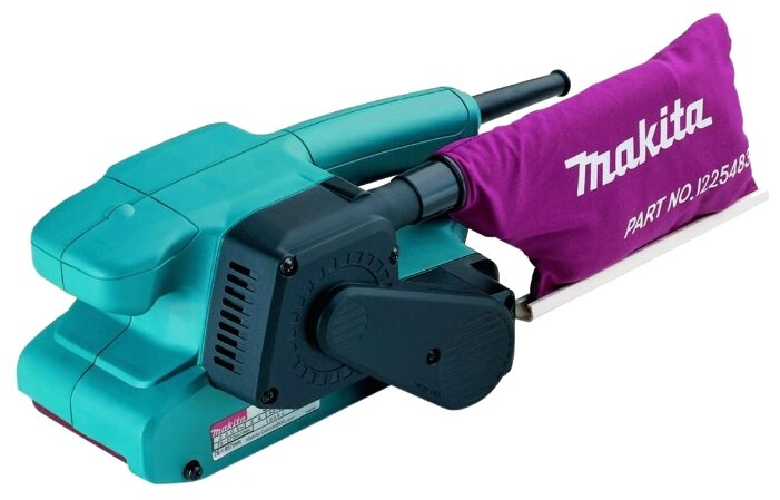 Ленточная шлифовальная машина Makita 9910K, 650Вт, сетевая, размер ленты 457мм x 76мм, макс. скорость ленты 270 м/мин, пылесборник, кейс, 2.6кг