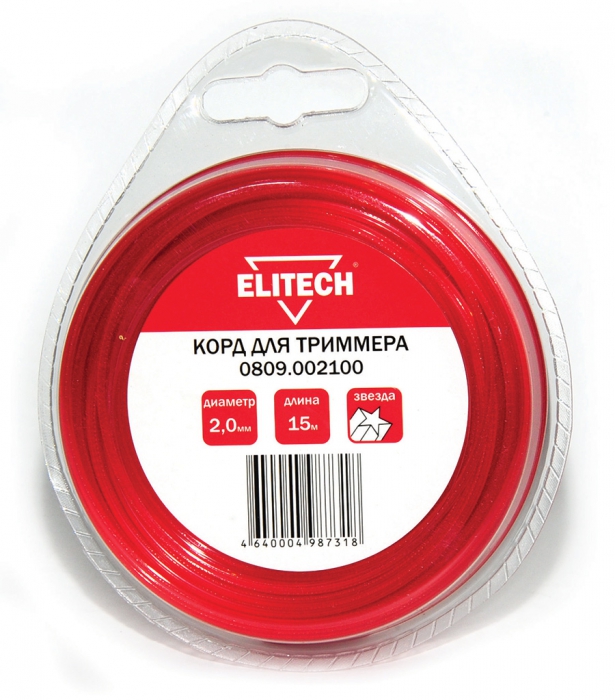 

Леска триммерная Elitech, звезда 2ммx15м (0809.002100)