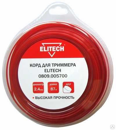 

Леска триммерная Elitech, круг 2.4ммx87м (0809.005700)