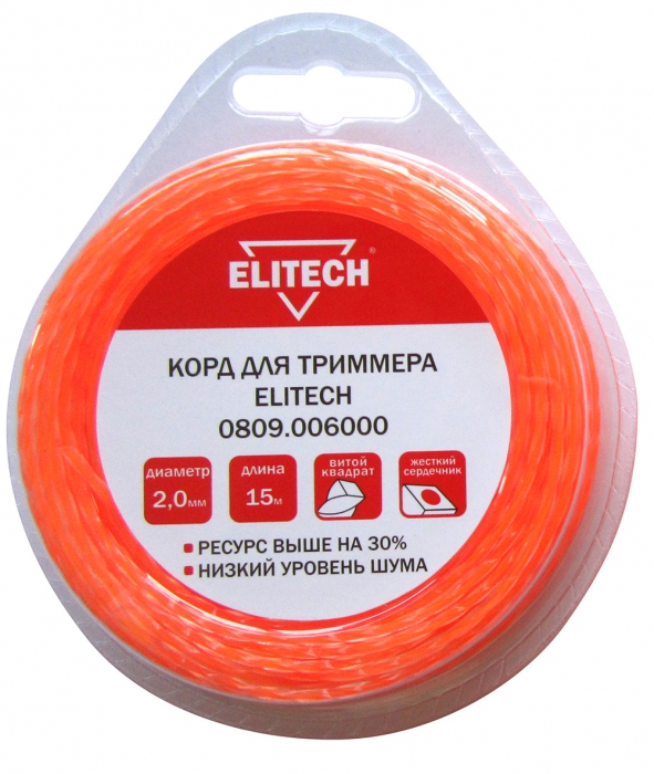 

Леска триммерная Elitech, витой квадрат (твист) 2ммx15м (0809.006000)