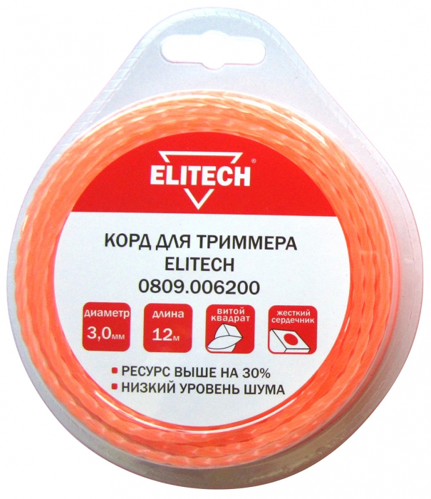

Леска триммерная Elitech, витой квадрат (твист) 3ммx12м (0809.006200)