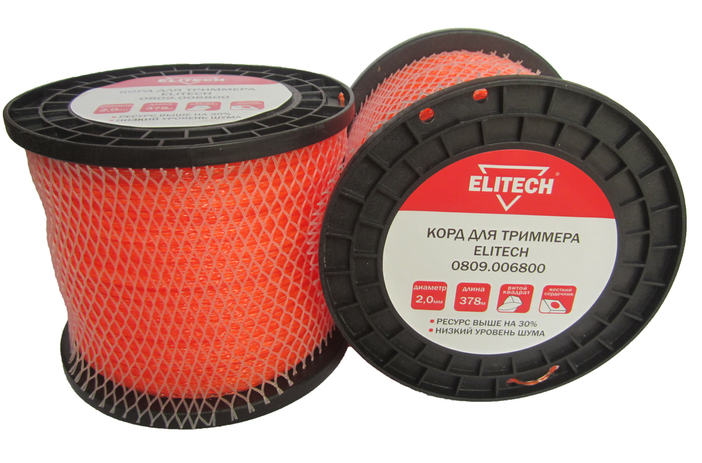 

Леска триммерная Elitech, витой квадрат (твист) 2ммx378м (0809.006800)
