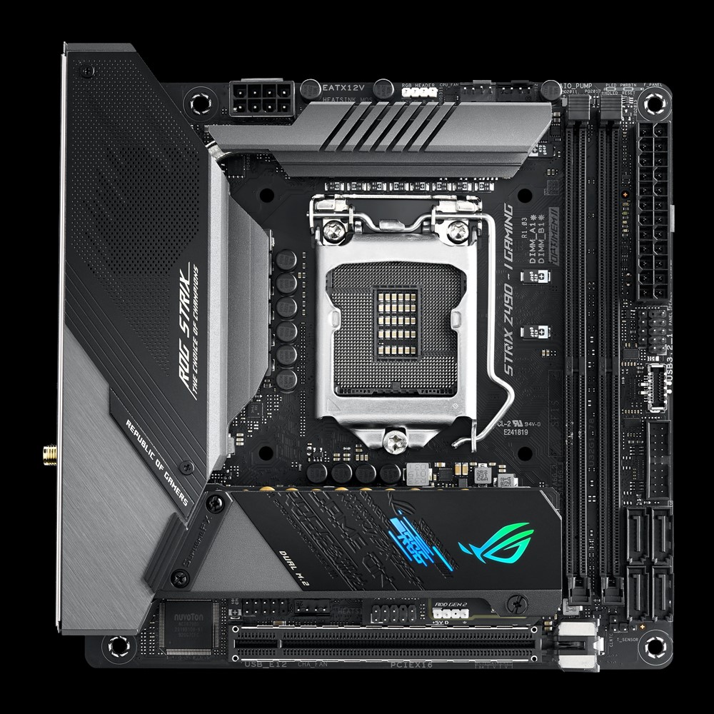 

Материнская плата ASUS ROG STRIX Z490-I GAMING, Socket1200, Intel Z490, 2xDDR4, PCI-Ex16, 4SATA3, 7.1-ch, 2.5GLAN, 8 USB 3.2, 1 USB Type-C, HDMI, DP, mini-ITX, Retail, ROG STRIX Z490-I GAMING